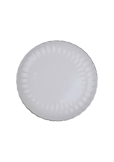 Kütahya Porselen Bone Luz Platin Fileli Pasta Tabağı 21cm Tekli Çok Renkli