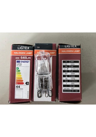 3 Adet G9 Halojen Lamba 220v 40w 640 Lümen Şeffaf