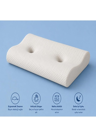 Visco Boyun Yastığı Boyun Düzleşmesi Için Tamamlayıcı Ve Ergonomik Tasarım Lüks Ve Konforlu Uyku Yastığ Genel