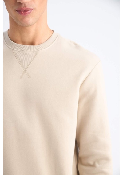 DeFacto Regular Fit Bisiklet Yaka Kalın Basic Düz Sweatshirt T3777AZ25SPBG735
