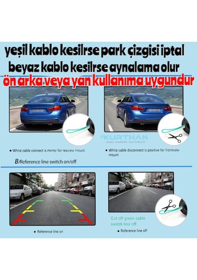Kelebek Aparatlı Araç Kamerası Ön Yan Veya Arka Kullanım 12 Volt
