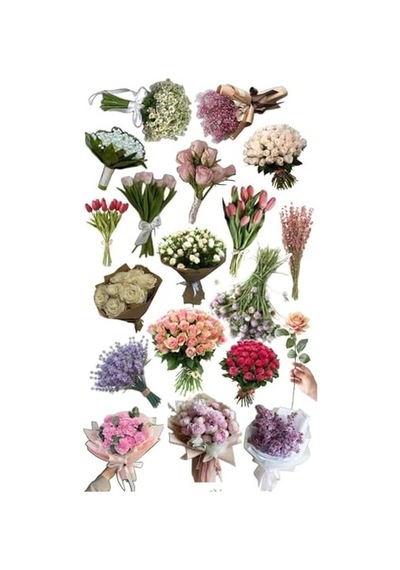 Bouquet Temalı Laptop Tablet Telefon Ajanda Bullet Journal - Suya Dayanıklı Etiket Genel