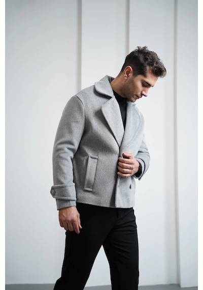 Modefendi Yumuşak Dokulu Krep Model Kaşmir Ceket Gri