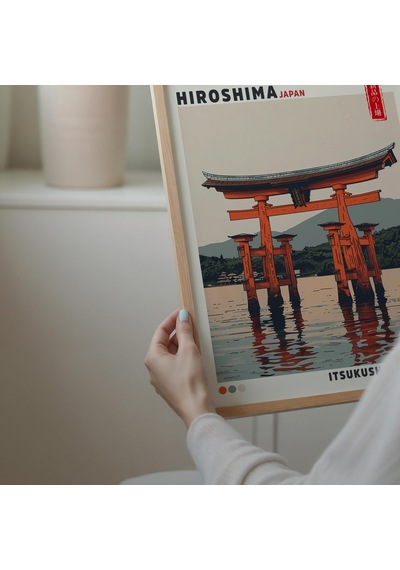 Itsukushima Tapınağı, Hiroşima Japonya Duvar Sanatı, Yüzen Torii Kapısı Posteri
