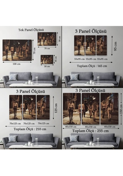 Es10 Özel Tasarım, Dekoratif BaskıSokak Kadınları Tablosu - Street Woman-6554 (50 x 70)