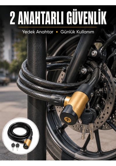 Motosiklet, Bisiklet Ve Elektrikli Scooter İçin Ağır Hizmet Tipi Çelik Halat Kilidi Tkdytgsy17nıynqd0ac