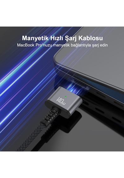 Bix BXM3C 140 W Type-C To Magsafe 3 Apple Uyumlu MacBook Şarj Kablosu
