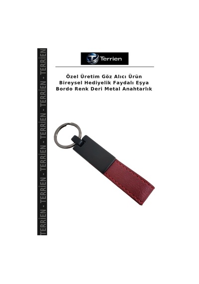 Özel Üretim Göz Alıcı Ürün Bireysel Hediyelik Faydalı Eşya Bordo Renk Deri Metal Anahtarlık