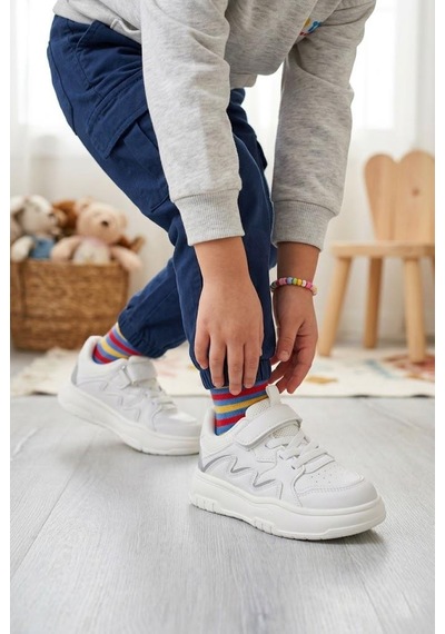 Fort Odessa Cool Hafif Rahat Sneaker Çocuk Ayakkabı Beyaz - Gri