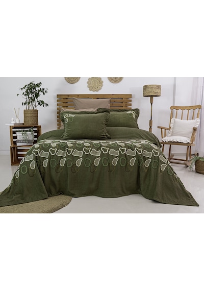 Vintage 6 Parça Çift Kişilik Pike Takımı Yeşil 240 X 260 Cm Yeşil