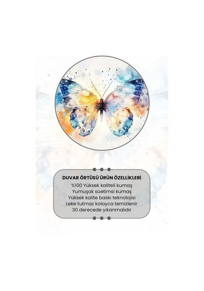Renkli Kanatlar Kelebek Desenli Duvar Halısı Duvar Örtüsü Tapestry Süet Dokulu Kumaş