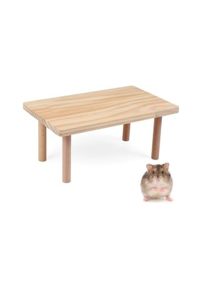 Ayrex Hamster Ahşap Oyun Platformu - Kafes Aksesuarı Ve Yem Standı