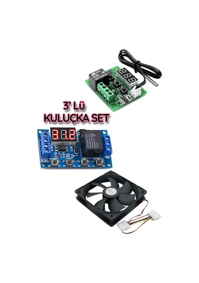 3 Lü Set Kuluçka Makinesi Termostatı Zaman Modülü Soğutucu Fan