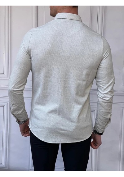 Modefendi Yazlık Yüksek Kalite Örme İç Kısmı Merserize Gömlek Açık Gri