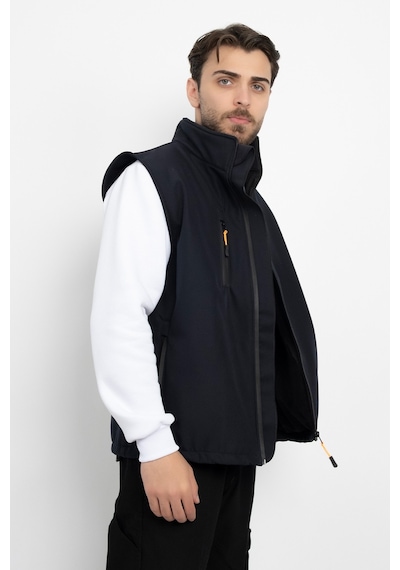 Dasüniforma Softshell İçi Polarlı Su Geçirmez Standart Fit Yelek Rüzgar Geçirmez Tam Fermuar Kışlık Unisex Lacivert