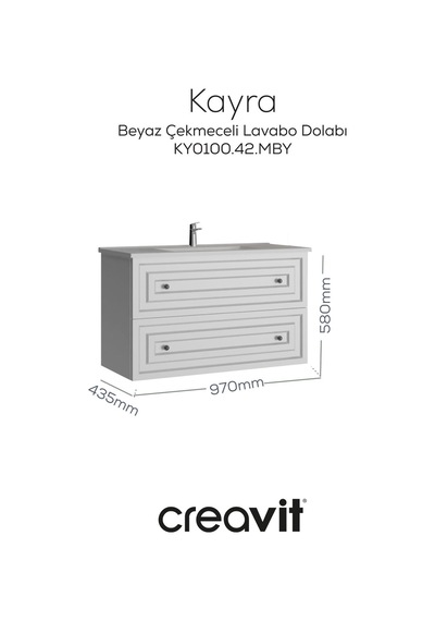 Creavit Kayra Mat Beyaz Lavabo Dolabı Çekmeceli 100cm Mat Beyaz Creavit Kayra Mat Beyaz Lavabo Dolabı Çekmeceli 100cm Mat Beyaz