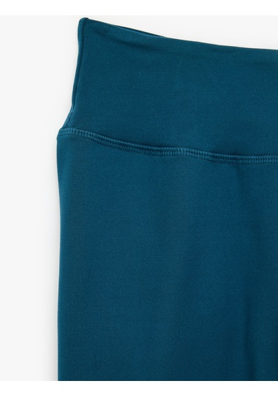 Koton Yüksek Bel Slim Fit Dikiş Detaylı Spor Tayt Petrol Yeşili 7wak40115nk