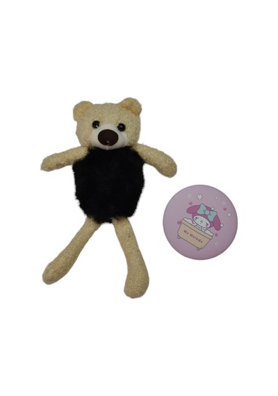 Ayıcıklı Peluş Kız Çocuk Lastik Toka & Ayna Seti Siyah