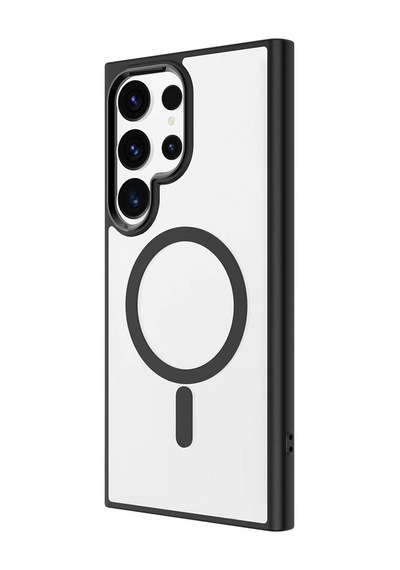 Zore Galaxy S24 Ultra Uyumlu Magsafe Şarj Özellikli Krom Magsafe Silikon Ogaa Kılıf-siyah