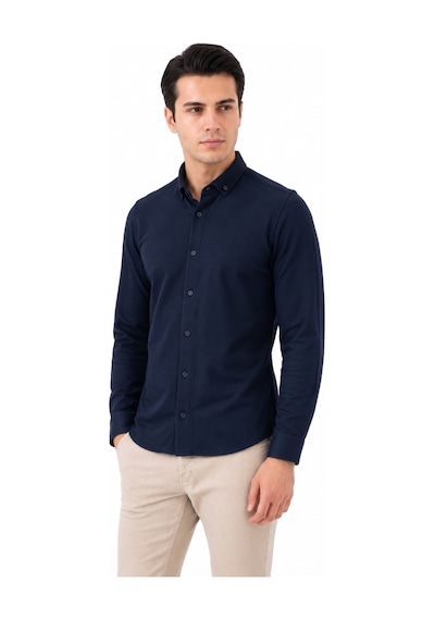 Advante Erkek Spor Slim Fit Uzun Kol Petek Dokulu Gömlek Bgl-st05483 Lacivert