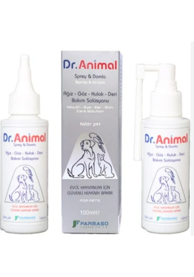 Dr. Animal 100 Ml Kedi & Köpek İçin Göz, Kulak, Ağız Bakım Ve Temizleme Solüsyonu 3'ü 1 Arada