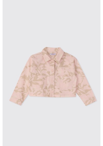 Panço Kız Çocuk Desenli Pembe Ceket
