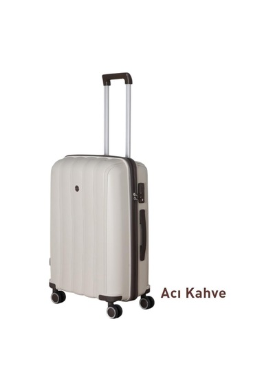 Mçs Bavul Büyük Ve Orta 2li Set Kırılmaz Silikon Valiz V305 Kemik/acı Kahve Bej