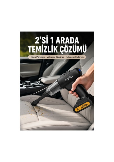Kablosuz Araç El Süpürgesi Hava Pompası Kombinasyon Renkli