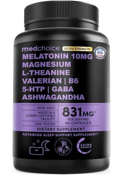 Medchoice 12-ın-1 Melat/onin 831 Mg L-theanine Valerian Root 10mg Extra Strength Sleep Capsules, 90 Kapsül