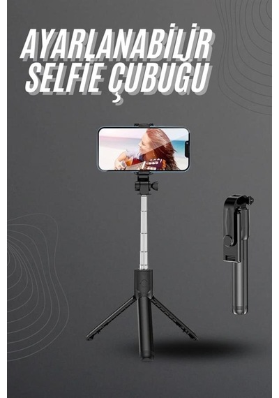Selfie Çubuğu Tripod Bluetooth Kumandalı Selfie Çubuğu Telefon Tutucu - Verah18015-4452 Renkli