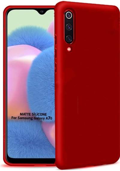 Samsung Uyumlu Galaxy A70 Arka Kapak Silikon Kılıf + Temperli Cam Ekran Koruyucu