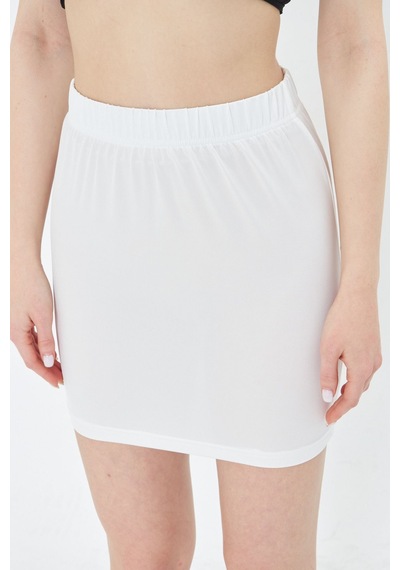 Lesa Wear Yüksek Bel Likralı Mini Etek Beyaz