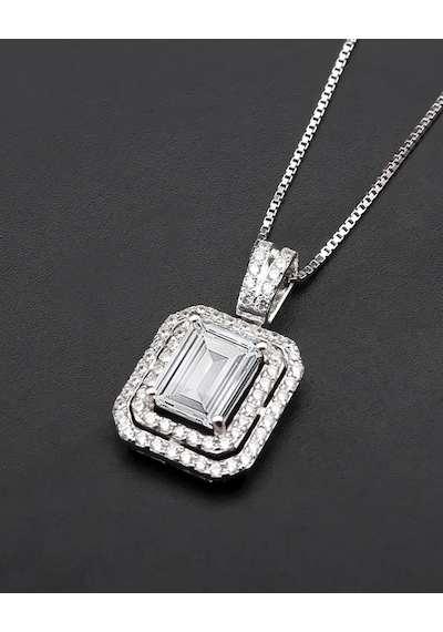 Brezza Lusso Jewelry Beyaz Full Taş Baget Attractive Kadın Kolye Küpe Seti
