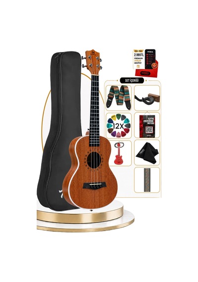 Maxword Mu-26 Pro Yüksek Kaliteli Maun Tenor Ukulele Seti