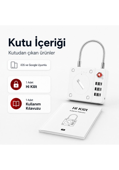 Hbb-k Hi Kilit Apple Android Uyumlu Akıllı Valiz Kilidi Beyaz