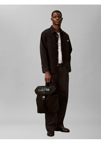 Calvin Klein Graphıc Flap Backpac, Ub1 Siyah Erkek Sırt Çantası