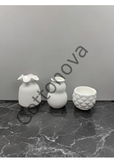 Cottonova C19 Dekoratif Vazo Mumluk 3lü