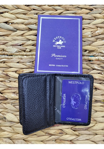 West Polo Westpolo İsme Özel 1026 Hakiki Deri Unısex Kartlık Siyah