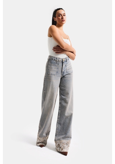 it's basic Kadın Kot Rengi 4s6-65 Wide Leg Fit Paça Dantel Detaylı Özel Tasarım Denim Jean Mavi it's basic Kadın Kot Rengi 4s6-65 Wide Leg Fit Paça Dantel Detaylı Özel Tasarım Denim Jean Mavi