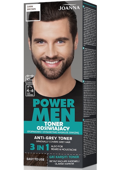 Joanna Power Men Anti-Grey Toner 3'ü 1 Arada Toner 02 Koyu Kahverengi 80 G