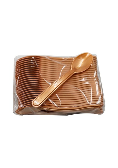 Plastik Şeffaf Altın Sarı Gold Sup Kaşık - Tatlı Dondurma Kaşığı - 12.5 Cm. - 50 Adetlik Paket Sarı
