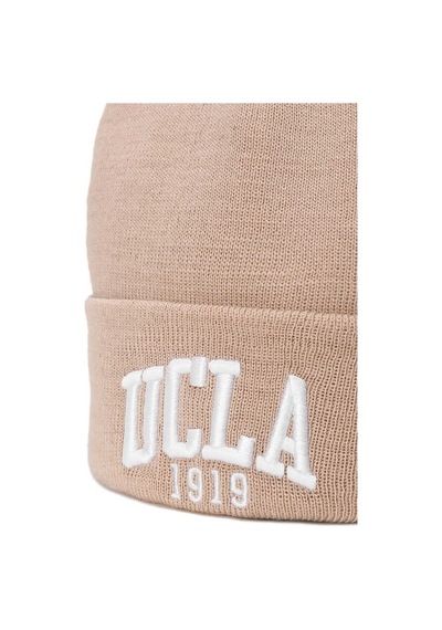 Ucla Lanıta Bej Bere Nakışlı - Unisex Bere Bej