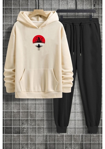 Uyguntarz Unisex Itachi Uchiha Eşofman Takımı Bej