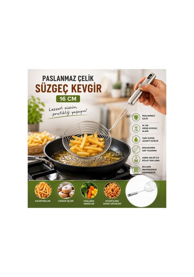 Metal Kevgir - Paslanmaz Çelik - 16 Cm Çok Renkli