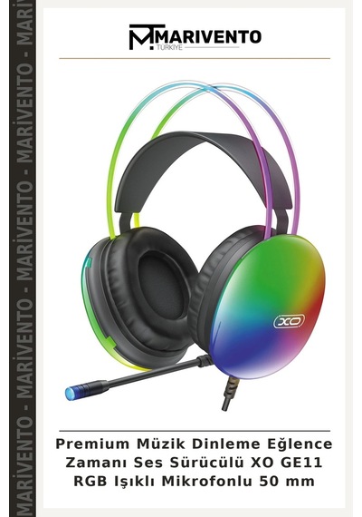 Premium Müzik Dinleme Eğlence Zamanı Ses Sürücülü Xo Ge11 Rgb Işıklı Mikrofonlu 50 Mm