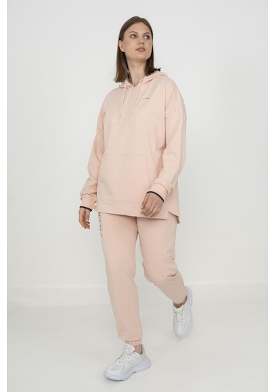 Maraton Sportswear Büyük Beden Kadın Lastik Paça Basic Pudra Eşofman Altı 21171-pudra Pudra