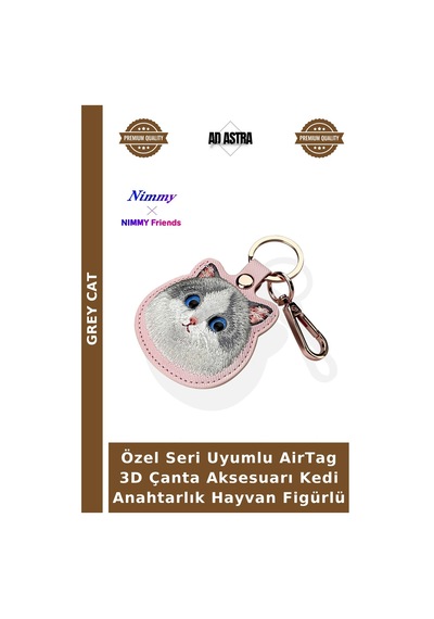 Özel Seri Uyumlu Airtag 3d Çanta Aksesuarı Kedi Anahtarlık Hayvan Figürlü