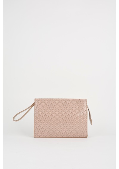 Vivaq Kadın Petunya Dokulu Vizon Astarlı Suni Deri Bilek Askılı Portföy El Ve Clutch Çanta VİZON