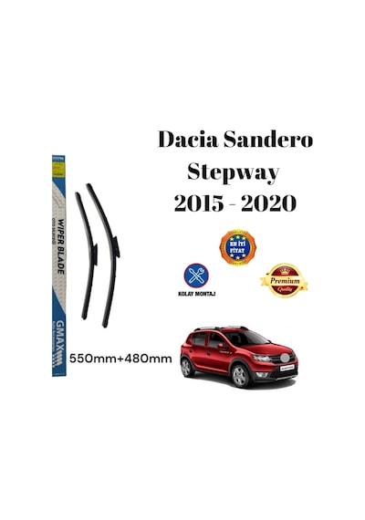 Dacia Sandero Stepway 2015 2016 2017 2018 2019 2020 Uyumlu Ön Cam Muz Tipi Silecek Süpürgesi Seti 550/480mm