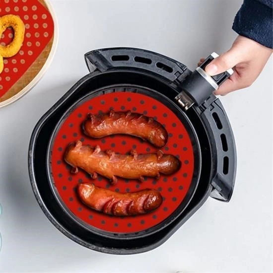 Mcg Renkli Isıya Dayanıklı Yıkanılabilir Silikon Fırın Ve Airfryer Yuvarlak Pişirme Matı 23 Cm
